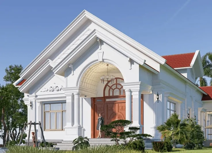 Ngắm mẫu nhà mái thái 1 tầng chữ l hài hòa phong thủy