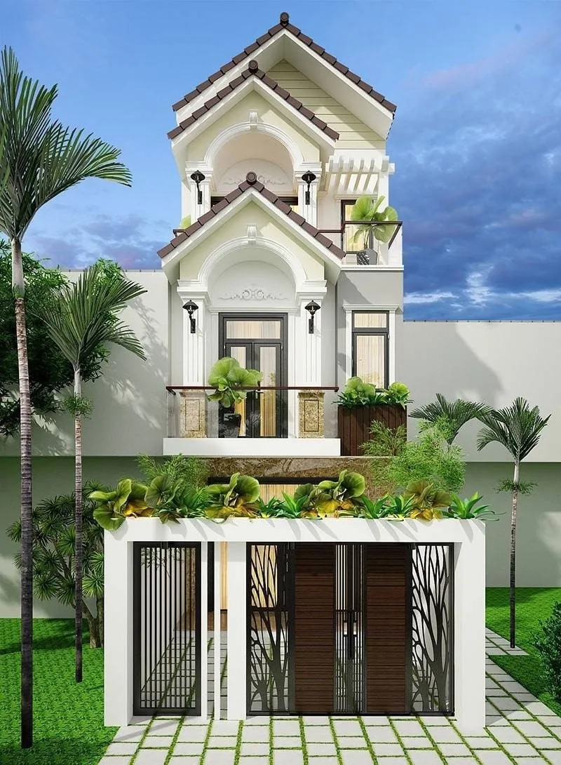 Ngắm mẫu nhà mái thái 8x15 cân đối sang trọng mẫu nhà mái thái 3 tầng