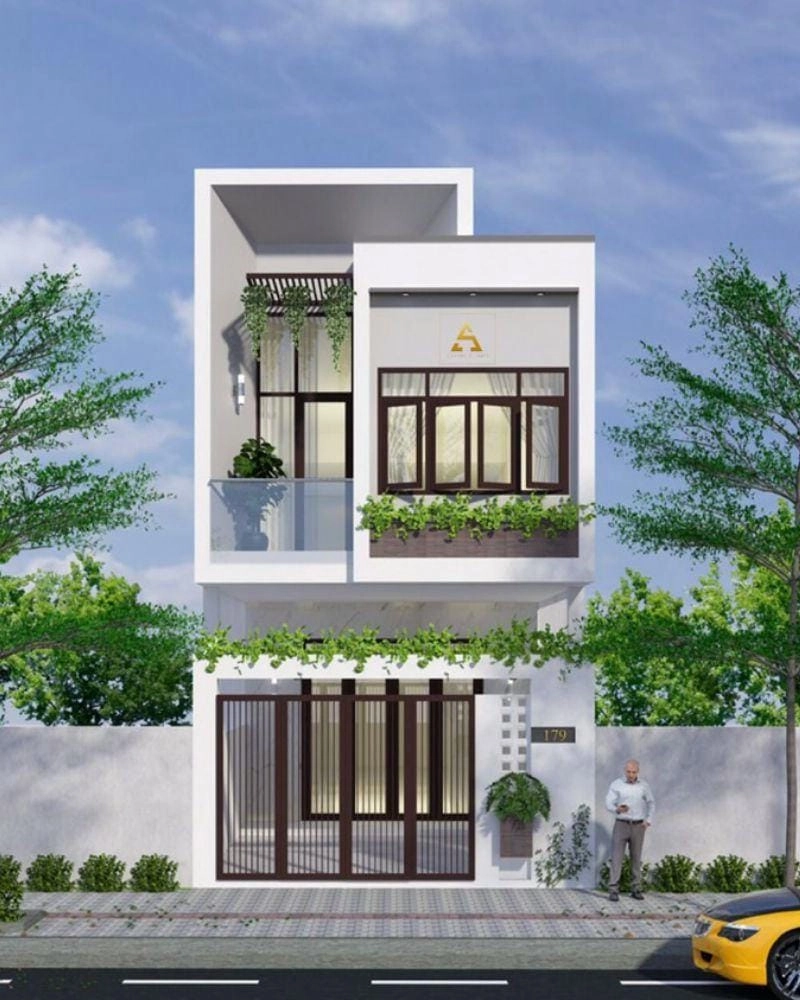 Gợi ý mẫu mặt tiền nhà ống 2 tầng đơn giản nhẹ nhàng tinh tế