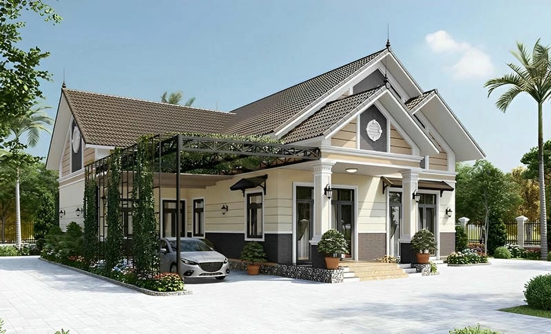 Đắm say với mẫu nhà cấp 4 lợp ngói thanh lịch