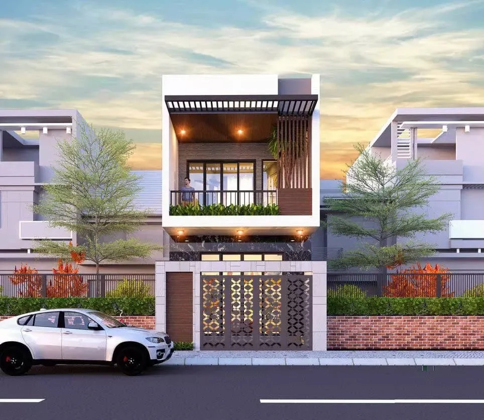 Ngắm ở nông thôn mẫu nhà ống 2 tầng đẹp 2023 mái bằng