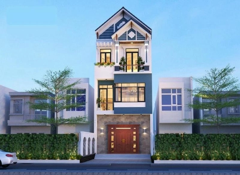mẫu nhà 3 tầng mặt tiền 5m tân cổ điển phong cách độc đáo cuốn hút