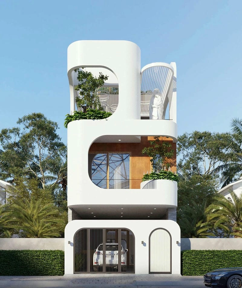 Gợi ý thiết kế nhà đẹp 2 tầng 1 tum 5x20m hiện đại
