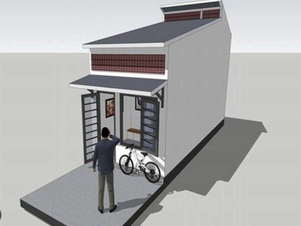 Tham khảo mẫu nhà cấp 4 2 phòng ngủ 5x18