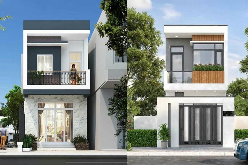 mẫu nhà phố 1 trệt 1 lầu không gian sống thoáng mát