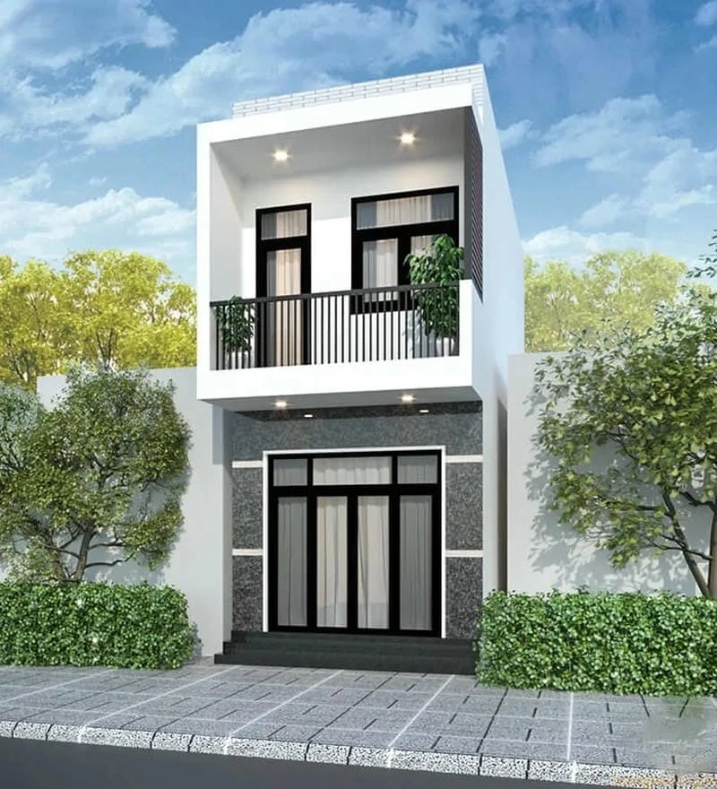 mẫu nhà phố 1 trệt 1 lầu đẹp phong cách sang trọng hài hòa