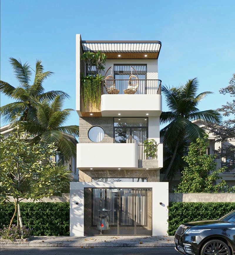 mẫu nhà phố 1 trệt 2 lầu đẹp không gian sống sang trọng