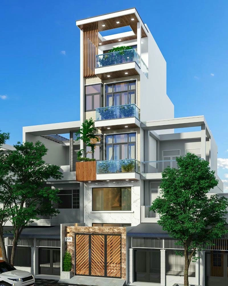 mẫu nhà phố 1 trệt 1 lửng 2 lầu tối ưu không gian sống tiện nghi