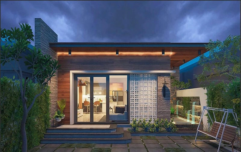 mẫu nhà phố cấp 4 đẹp kiểu dáng hài hòa sang trọng