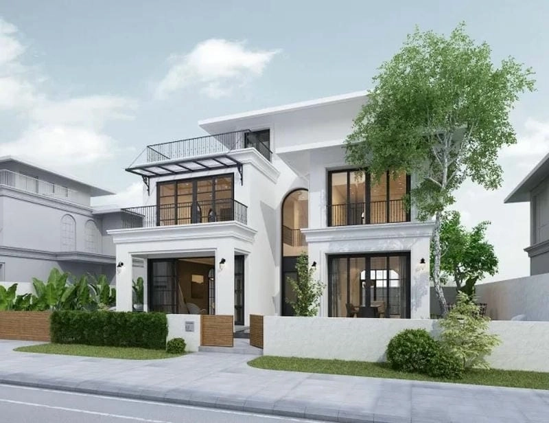 Cách bố trí thông minh nhà 2 tầng một tum thoáng đãng