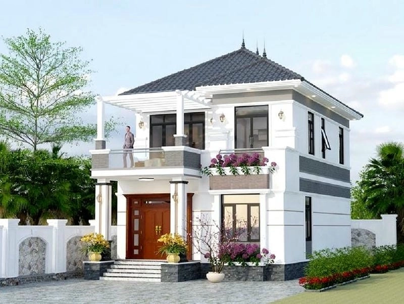 mẫu nhà phố mặt tiền 6m 2 tầng sang trọng hài hòa nổi bật