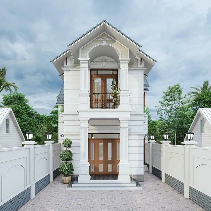 mẫu nhà phố 2 tầng mái thái đẹp kiến trúc hài hòa tinh tế