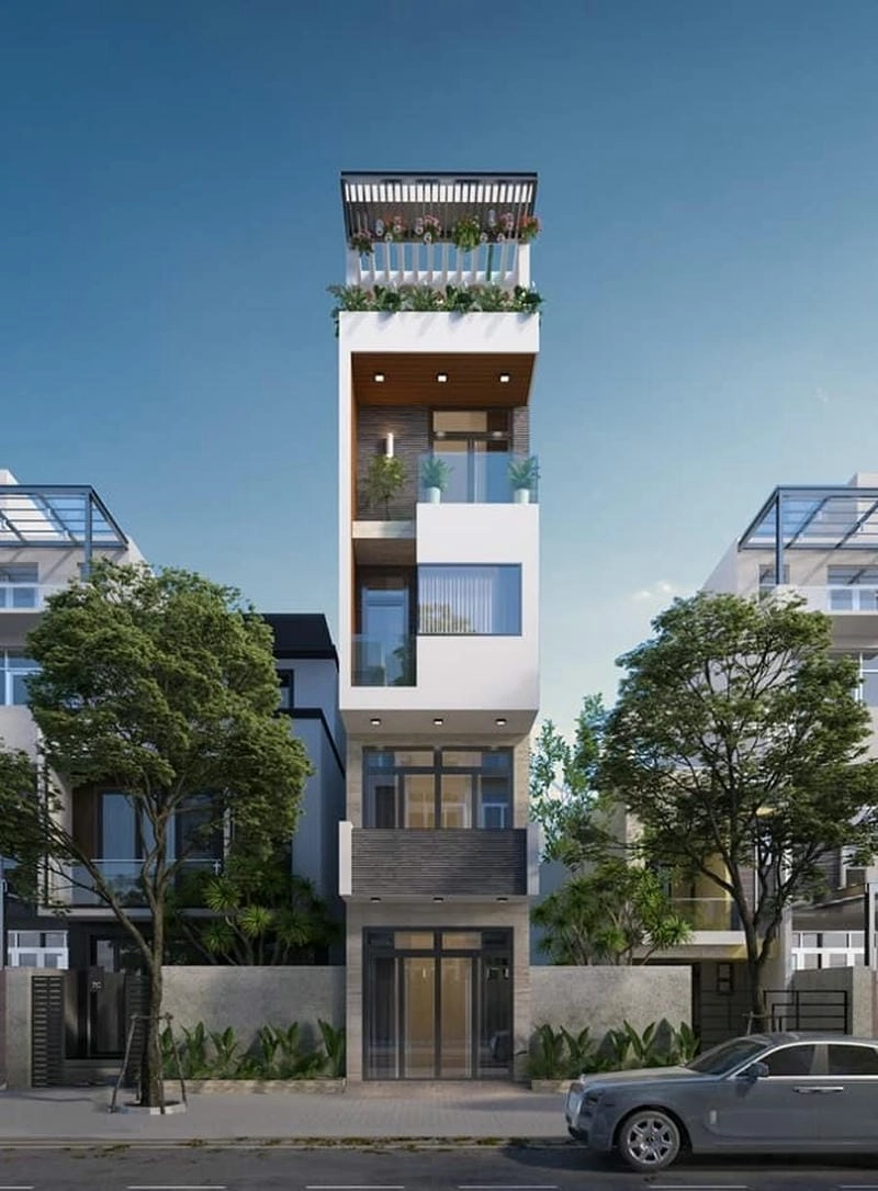 Nhà đẹp 5 tầng kiến trúc chuẩn xu hướng 2025