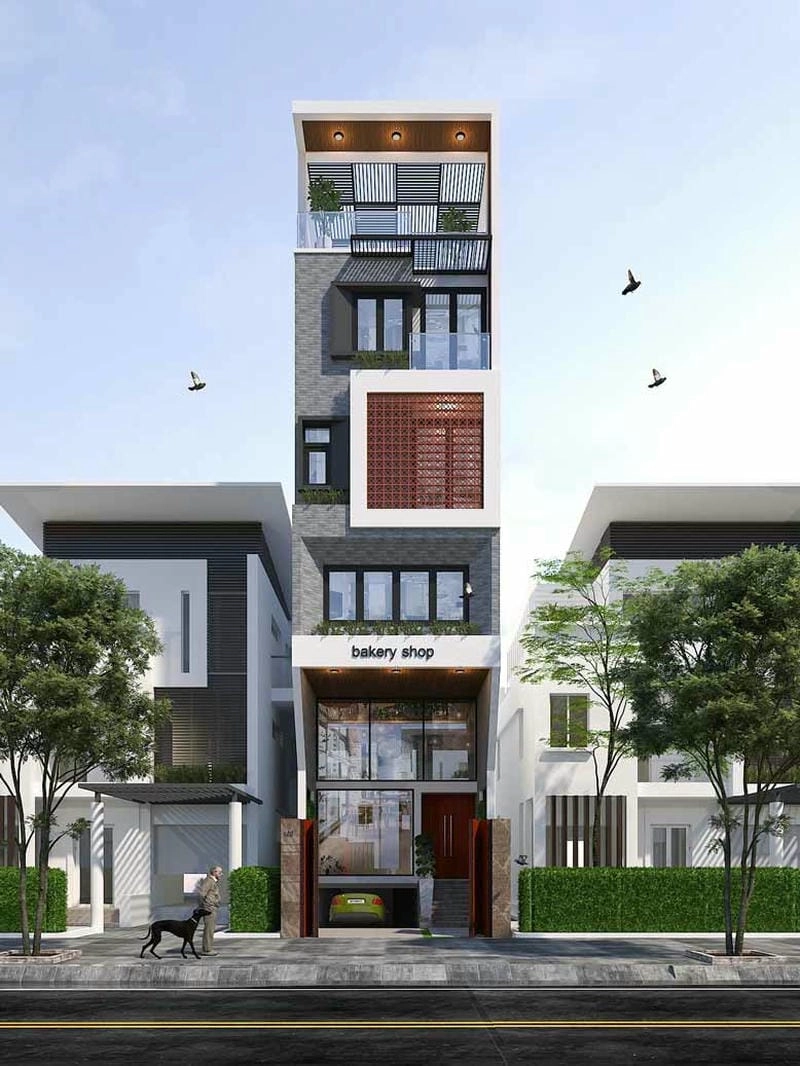 Khám phá mẫu nhà phố có hầm để xe tiện ích