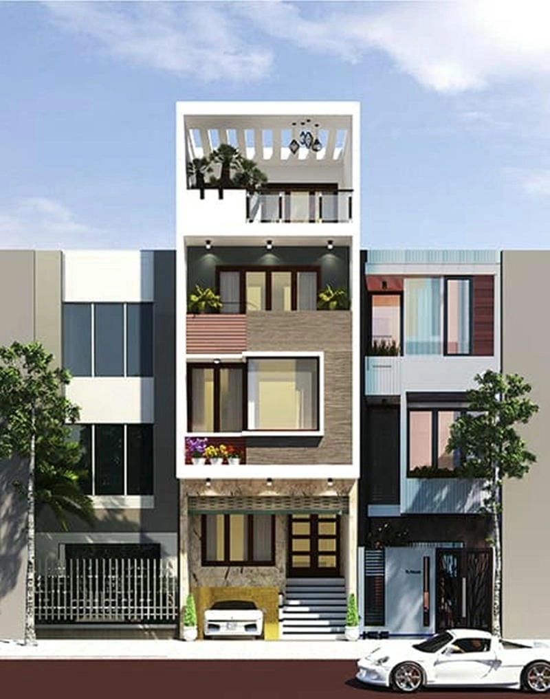 Ngắm nhìn mẫu nhà phố có tầng hầm nổi sang trọng