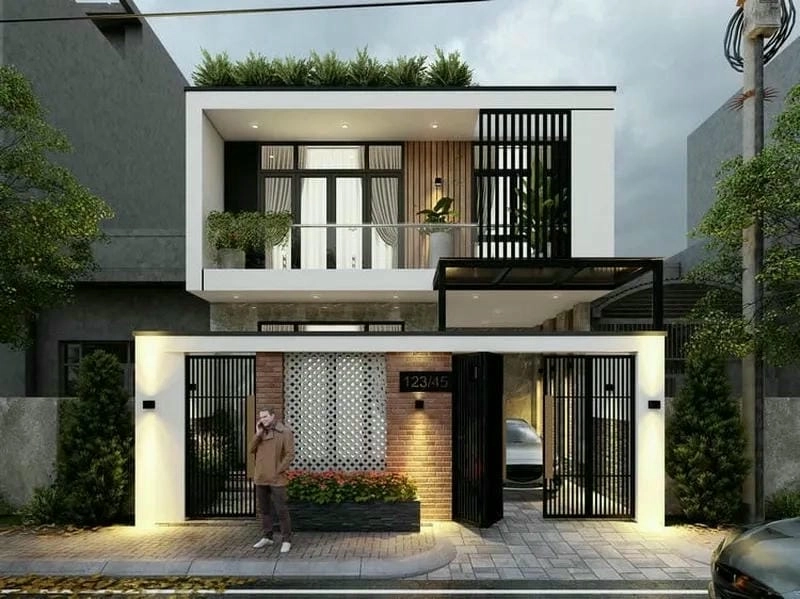 Gợi ý mẫu nhà phố mặt tiền đẹp 8x16