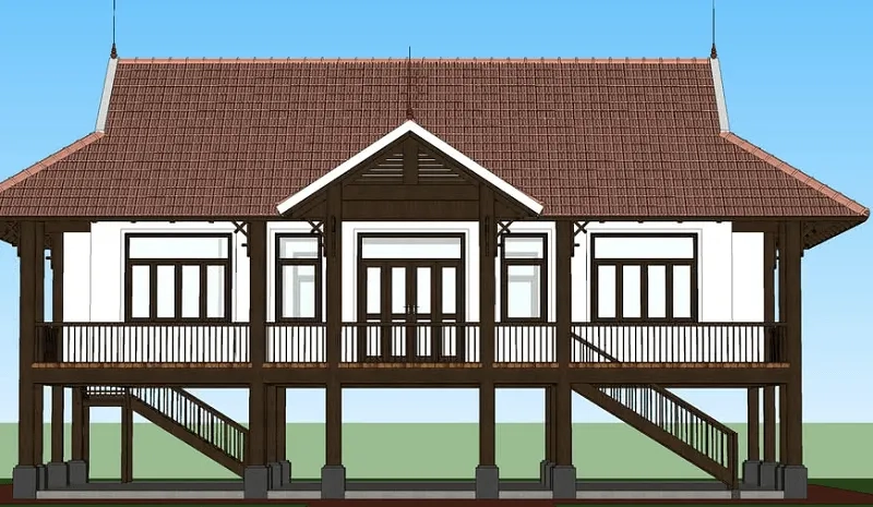 Xem ngay mẫu nhà sàn bê tông 1 gian 2 chái mẫu nhà sàn đẹp