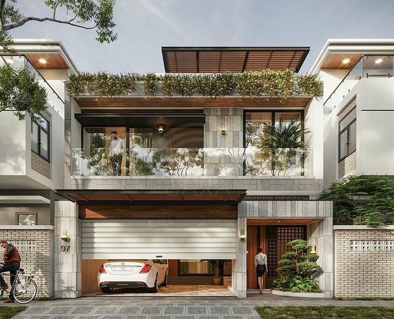 mẫu nhà vuông 70m2 tối ưu không gian sống tiện nghi