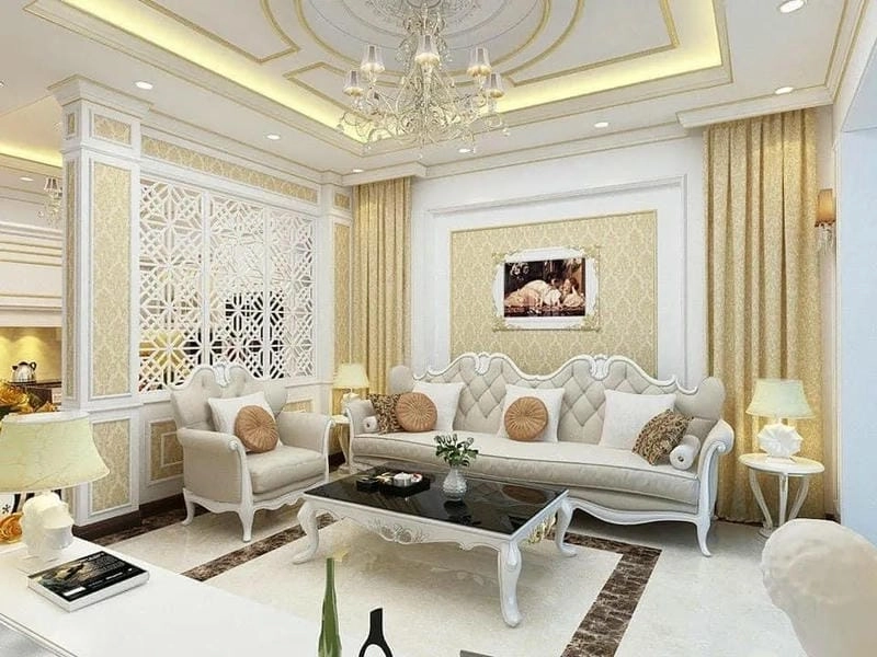 đắp chiếu trát mẫu phào chỉ trần nhà bằng xi măng thủ công tinh tế