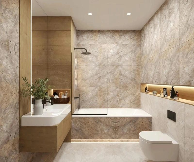 mẫu thiết kế nhà tắm đẹp tận dụng không gian hiệu quả