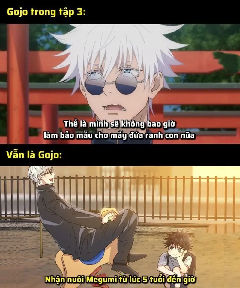 Phản ứng hài hước của nhân vật trong meme Jujutsu Kaisen