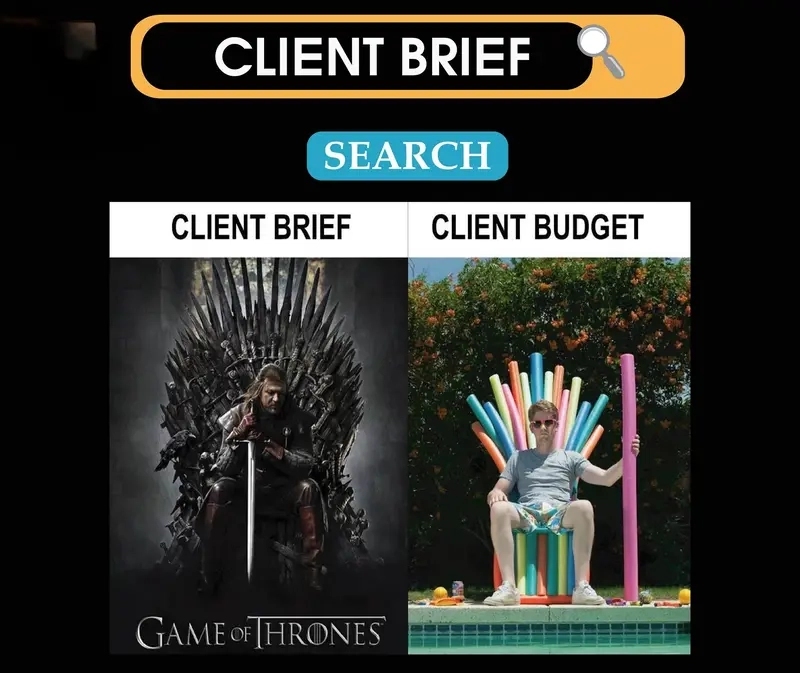 Meme brief từ khách hàng phản ánh đúng thực tế ngành quảng cáo