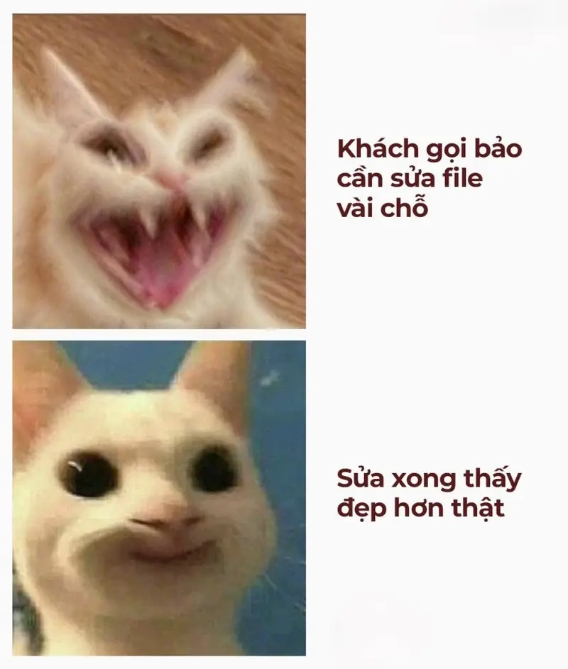 Meme Dân Thiết kế (Designer) trending cùng meme sửa file lần thứ n cực hài