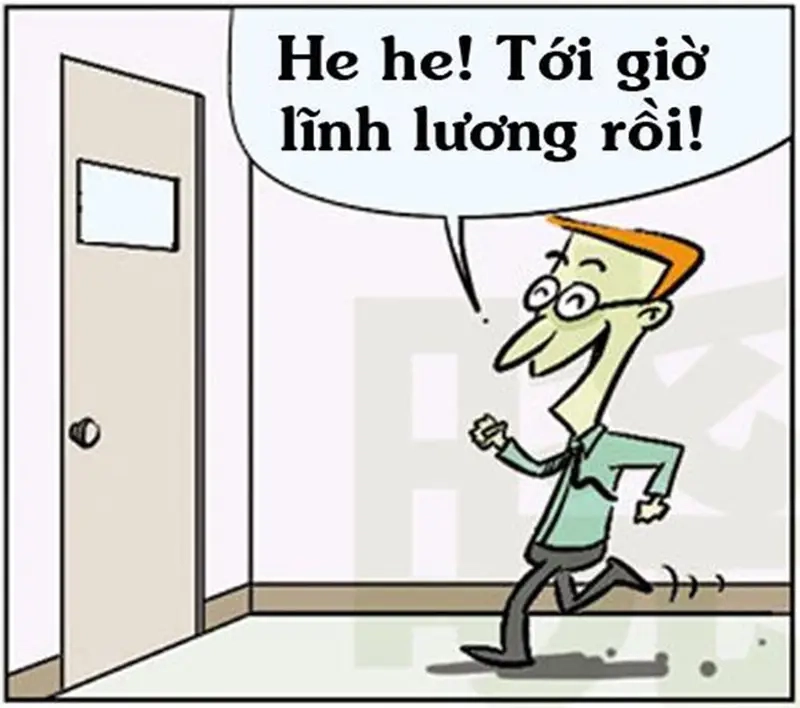 Meme nhận lương hài hước thể hiện cảm xúc dân công sở