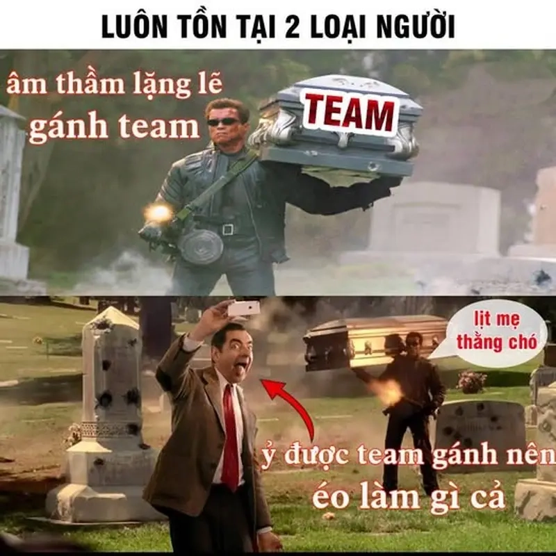Meme đồng đội gánh team chế vui dành cho fan game