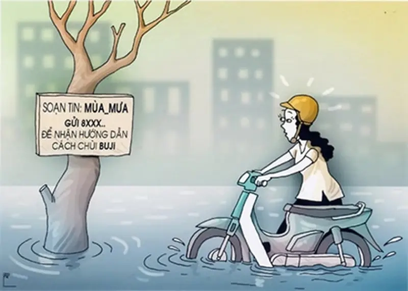 Mưa ngập không ngăn được meme mưa ngập sôi động