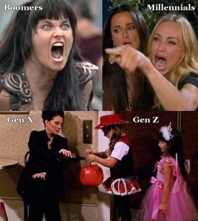 Meme so sánh thế hệ hài hước với meme Gen Z vs Millennials