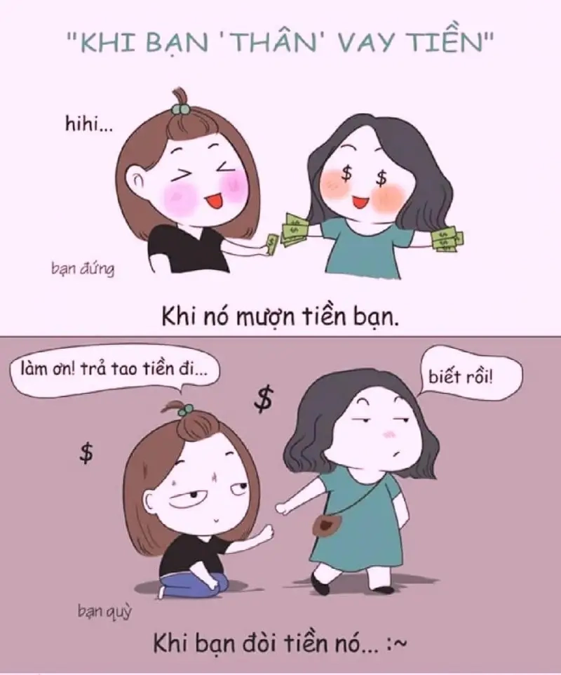 Meme vay tiền bạn hài hước làm nhẹ bớt căng thẳng chuyện tiền bạc