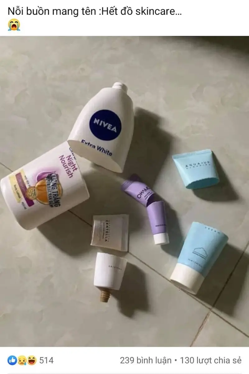 Muốn đẹp phải đầu tư, dù meme hết tiền vì skincare