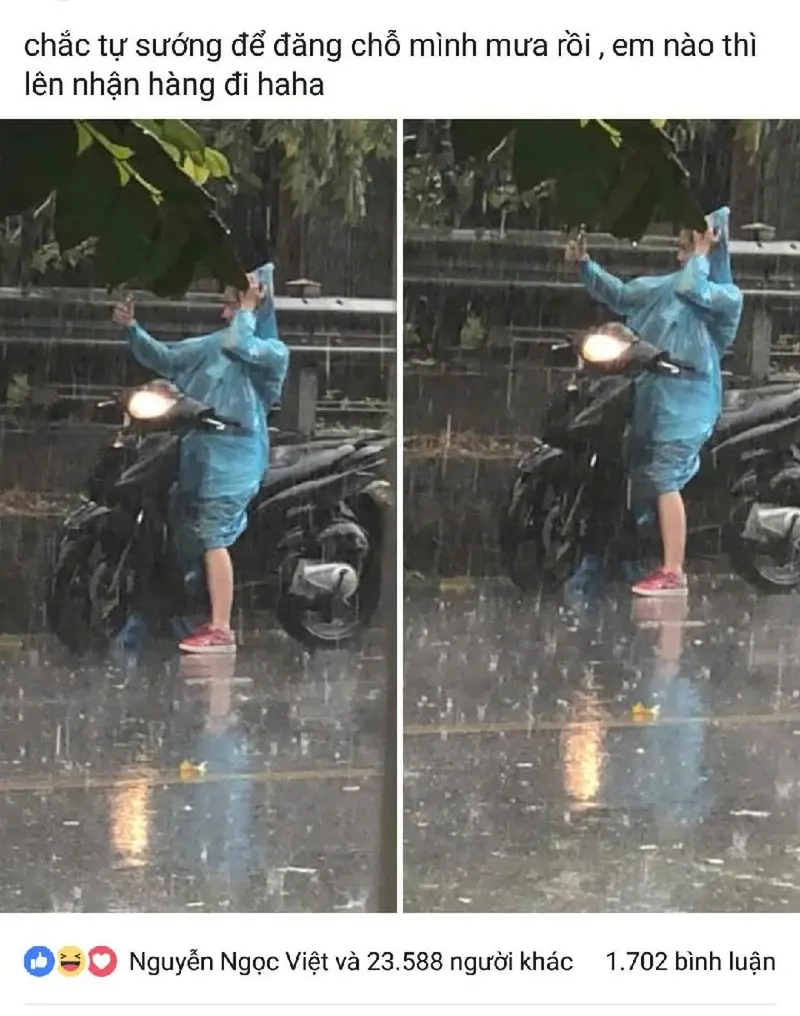 Meme đi dưới mưa khiến bạn nhớ lần ướt như chuột lột bất đắc dĩ