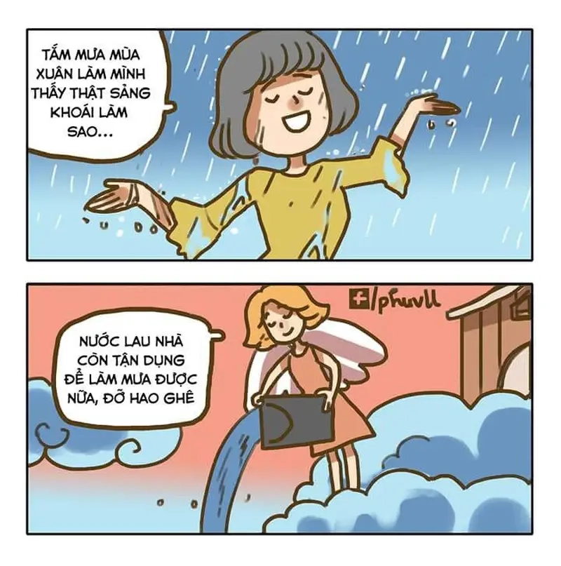 Khi meme đi dưới mưa biến lề đường thành dòng sông mini