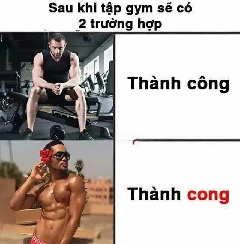 Niềm vui nhỏ mỗi lần tiến bộ của meme người mới tập gym