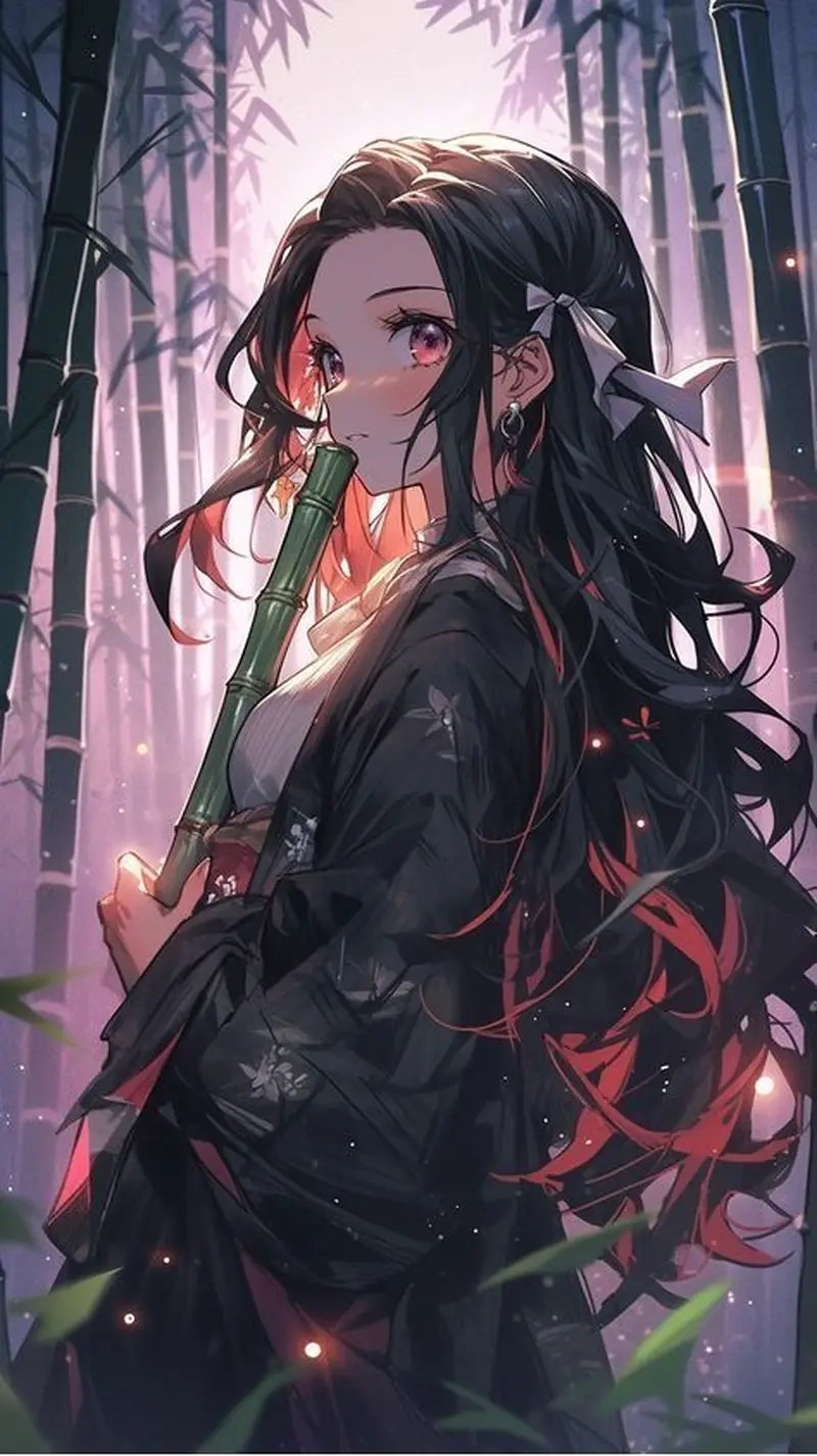 Ảnh Nezuko thể hiện vẻ đẹp dễ thương nhưng mạnh mẽ của cô bé quỷ nhỏ