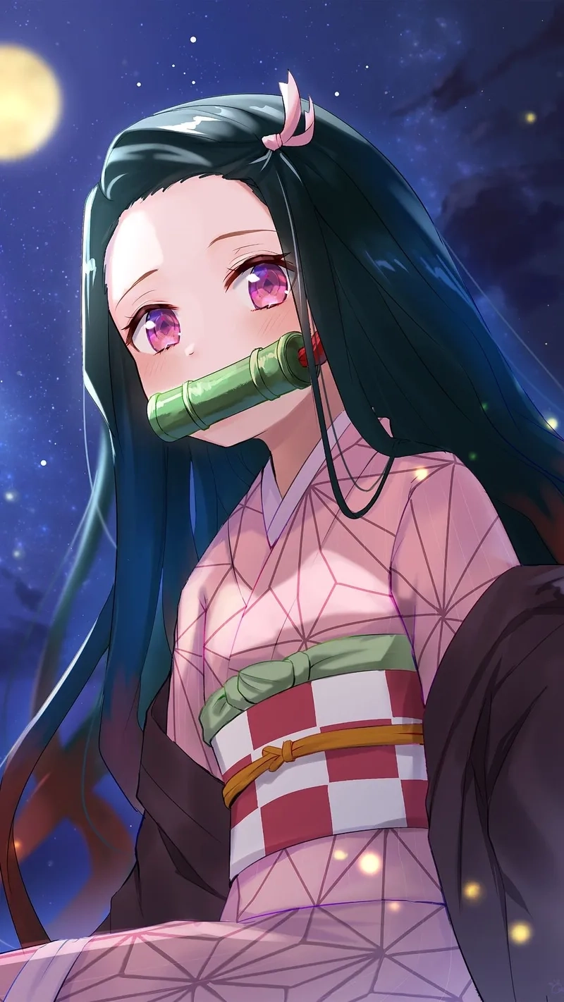 Kamado Nezuko cute thể hiện rõ qua hành động nhỏ như ôm mèo hoặc chơi với Tanjiro