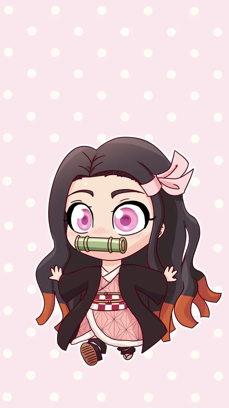 Nezuko cute chibi thể hiện hình tượng đáng yêu nhưng vẫn mang nét đặc trưng quỷ
