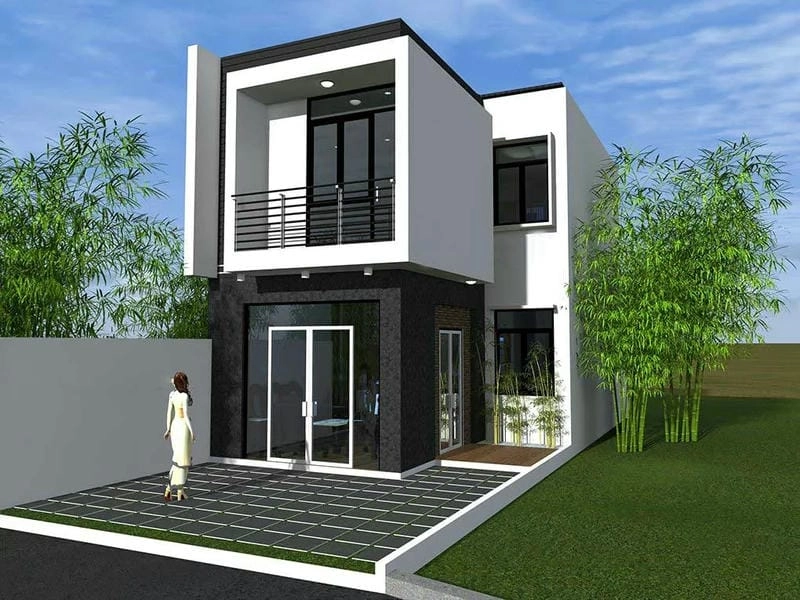 mẫu nhà 1 trệt 1 lầu đẹp 2016 phong cách đơn giản tinh tế