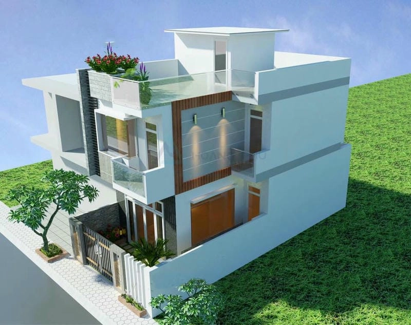 Ấn tượng từ phối cảnh nhà có sân thượng đẹp