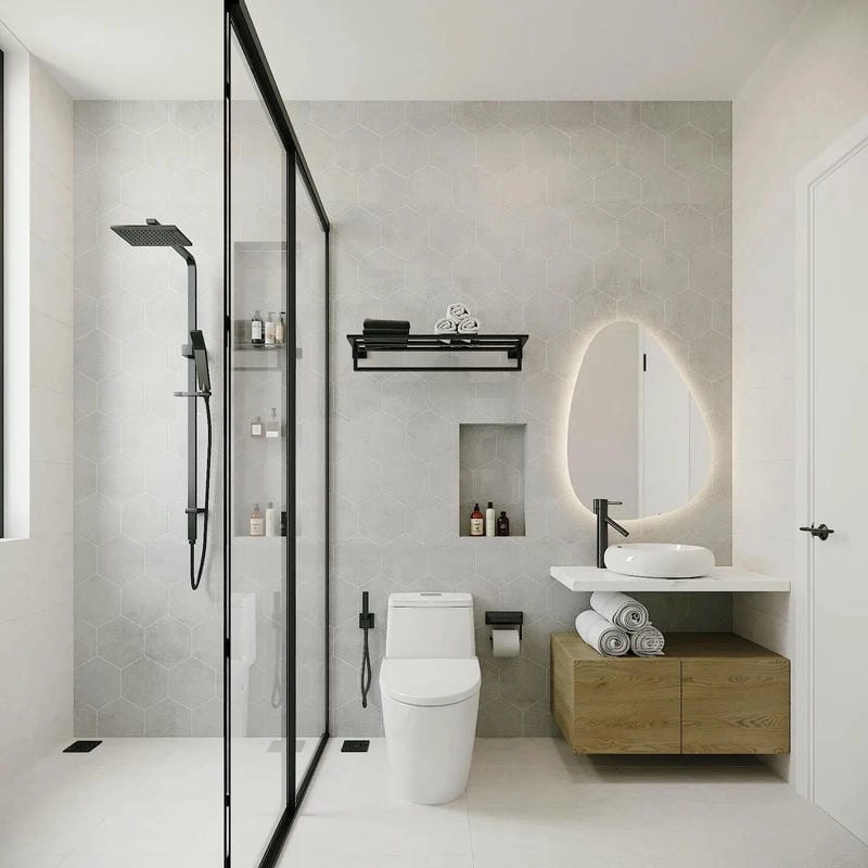 mẫu vách ngăn kính nhà tắm tách biệt hài hòa