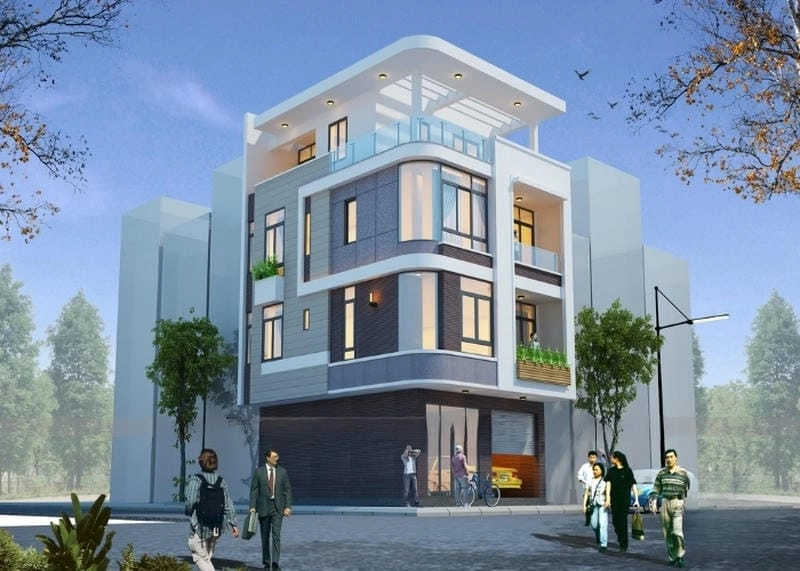 thiết kế nhà mặt tiền 12m sâu 5m mẫu nhà phố mở rộng không gian