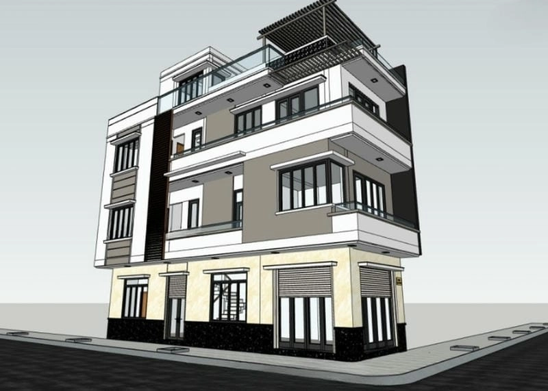 thiết kế nhà mặt tiền 8m sâu 15m mặt bằng rộng rãi thông thoáng