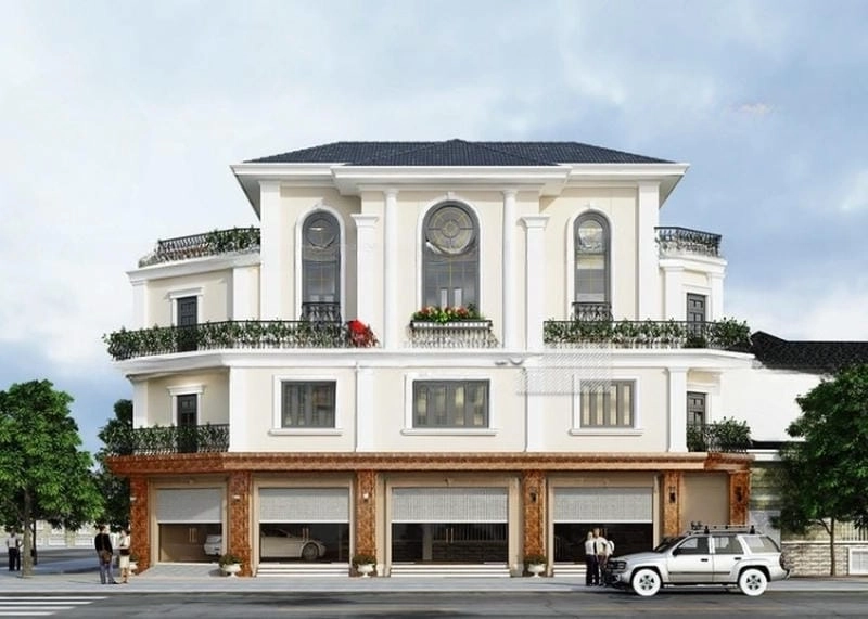 mặt tiền nhà 4 tầng đẹp đơn giản tinh tế không gian mở