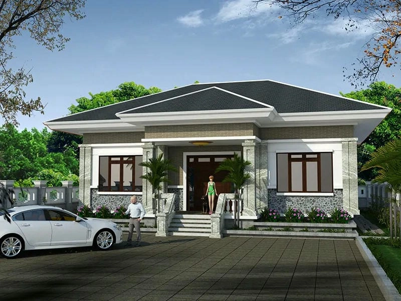 mẫu nhà cấp 4 đẹp ở nông thôn 300 triệu thiết kế hợp xu hướng hiện đại