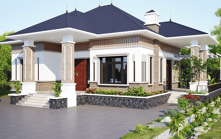 Ngắm nhìn mẫu nhà cấp 4 4 phòng ngủ mái thái tinh tế hài hòa