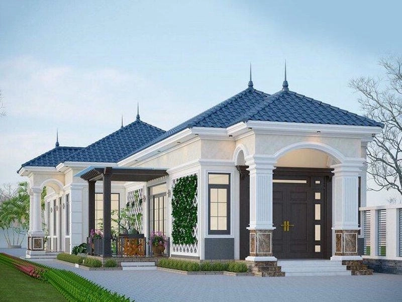 mẫu nhà chữ l cấp 4 mái thái đẹp đơn giản mà tinh tế