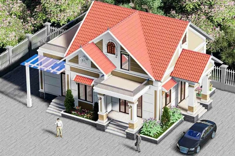 mẫu nhà mái thái có gác lửng đẹp tiện nghi phù hợp mọi gia đình