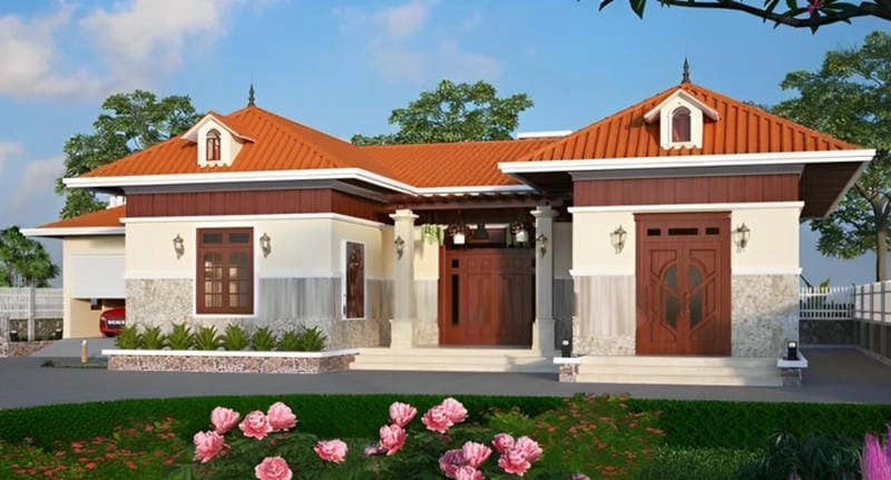 Nhà cấp 4 mái ngói hiện đại tinh tế không lỗi thời